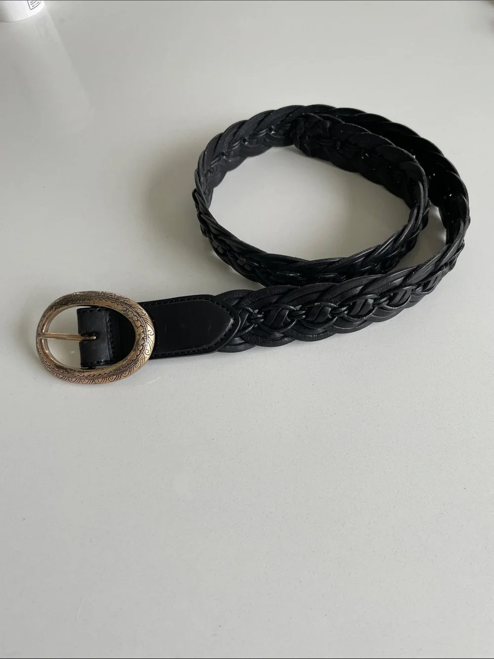 Vintage Brighton Black Braided Leather Belt Style 95703 Medium Western Boho